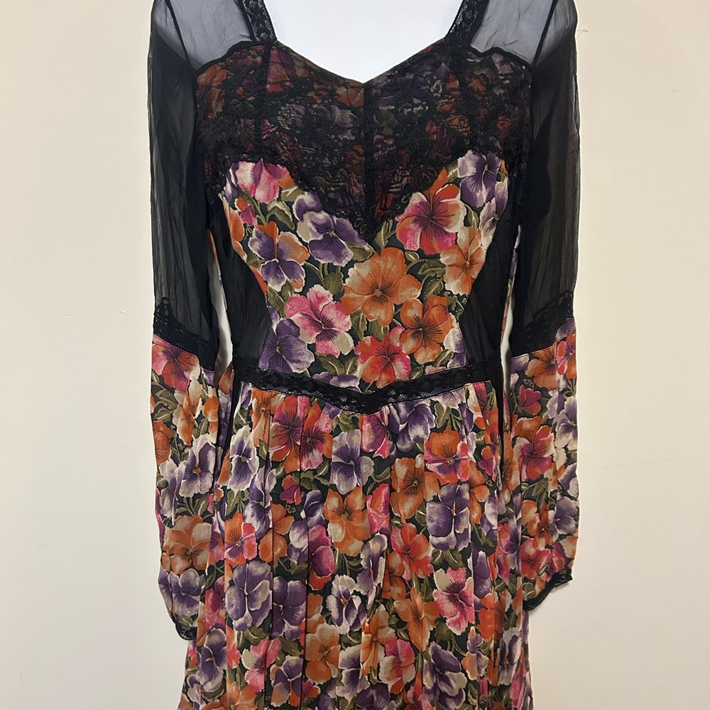 Top Shop Floral Black Sheer Women's Dress